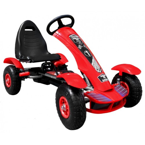 Dětský závodní XL pedálový motokár 3+ červený + nafouknutá kola + nastavení sedadla + jízda zdarma