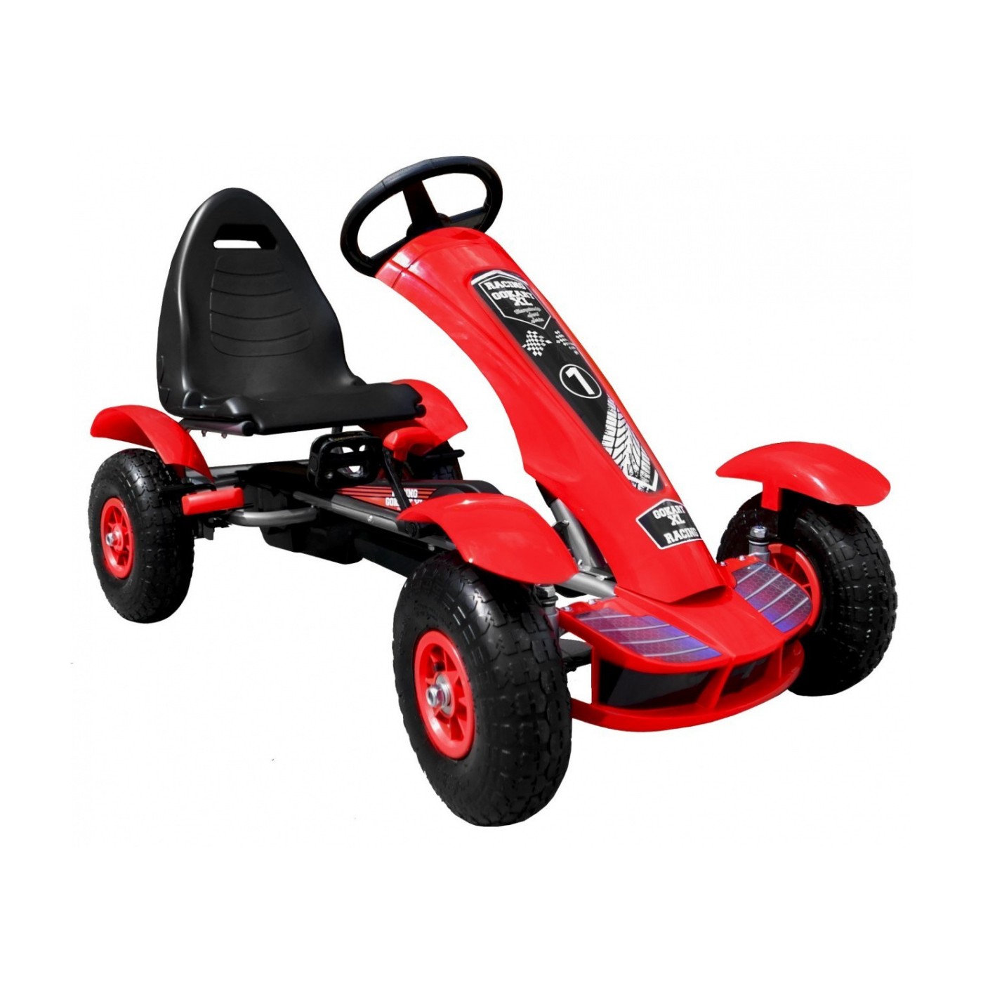 Dětský závodní XL pedálový motokár 3+ červený + nafouknutá kola + nastavení sedadla + jízda zdarma