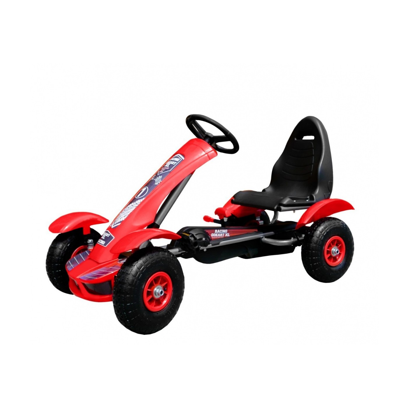 Dětský závodní XL pedálový motokár 3+ červený + nafouknutá kola + nastavení sedadla + jízda zdarma