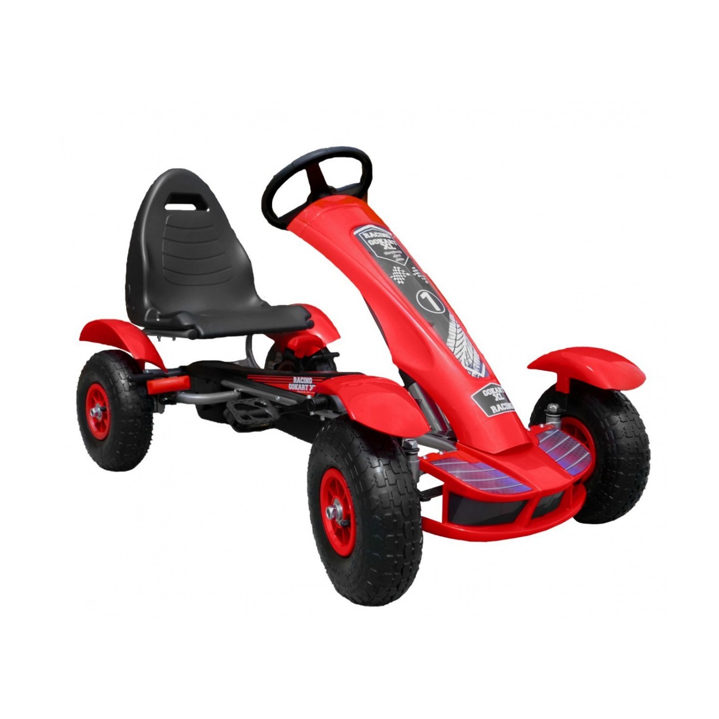 Dětský závodní XL pedálový motokár 3+ červený + nafouknutá kola + nastavení sedadla + jízda zdarma