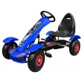 Dětská závodní XL pedálová motokára 3+ modrá nafukovací kola + nastavení sedadla + volný běh