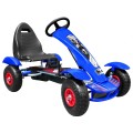 Dětská závodní XL pedálová motokára 3+ modrá nafukovací kola + nastavení sedadla + volný běh