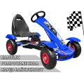 Dětská závodní XL pedálová motokára 3+ modrá nafukovací kola + nastavení sedadla + volný běh