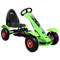Dětský závodní XL pedál motokára 3+ zelená nafouknutá kola + nastavení sedadla + volný běh