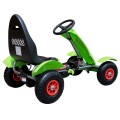 Dětský závodní XL pedál motokára 3+ zelená nafouknutá kola + nastavení sedadla + volný běh