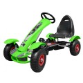 Dětský závodní XL pedál motokára 3+ zelená nafouknutá kola + nastavení sedadla + volný běh