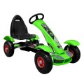 Dětský závodní XL pedál motokára 3+ zelená nafouknutá kola + nastavení sedadla + volný běh