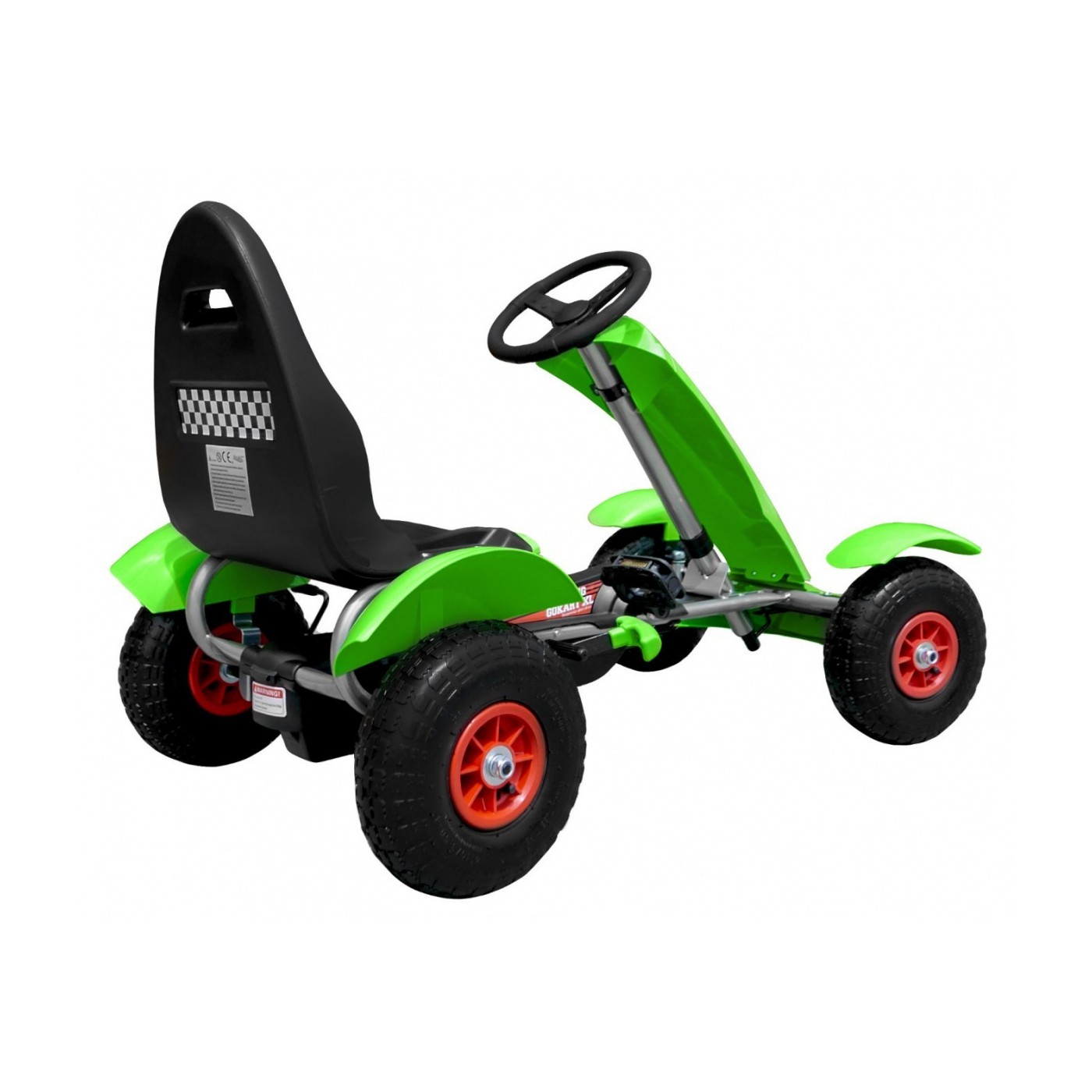 Dětský závodní XL pedál motokára 3+ zelená nafouknutá kola + nastavení sedadla + volný běh