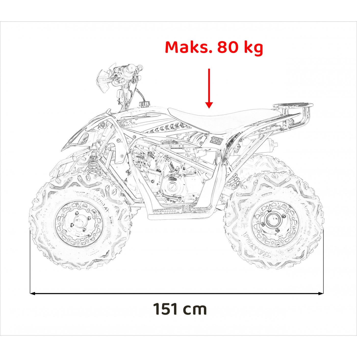 copy of Quad Highper na baterii žlutá 35 km/h + střídavý motor 1000 W + nafouknutá kola + nastavení sedadla