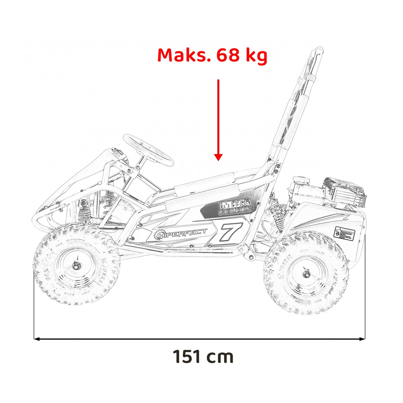 copy of Quad Highper na baterii žlutá 35 km/h + střídavý motor 1000 W + nafouknutá kola + nastavení sedadla