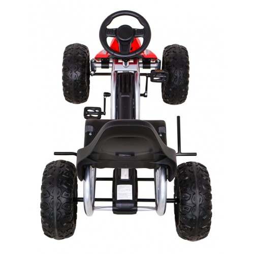 Duzy Gokart Strong s pedály pro děti červená + Zátěž 100 kg + Kola EVA + Ruční brzda + Sportovní sedadlo