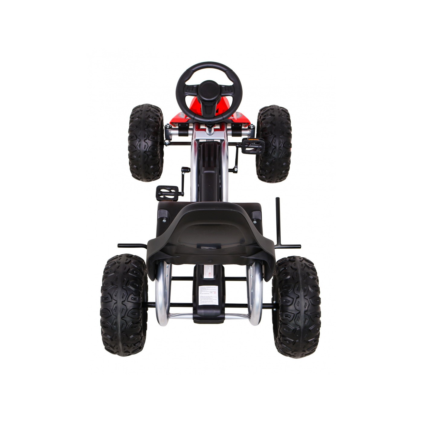 Duzy Gokart Strong s pedály pro děti červená + Zátěž 100 kg + Kola EVA + Ruční brzda + Sportovní sedadlo