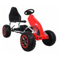 Duzy Gokart Strong s pedály pro děti červená + Zátěž 100 kg + Kola EVA + Ruční brzda + Sportovní sedadlo