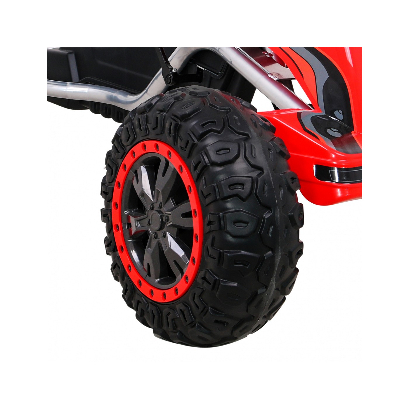 Duzy Gokart Strong s pedály pro děti červená + Zátěž 100 kg + Kola EVA + Ruční brzda + Sportovní sedadlo