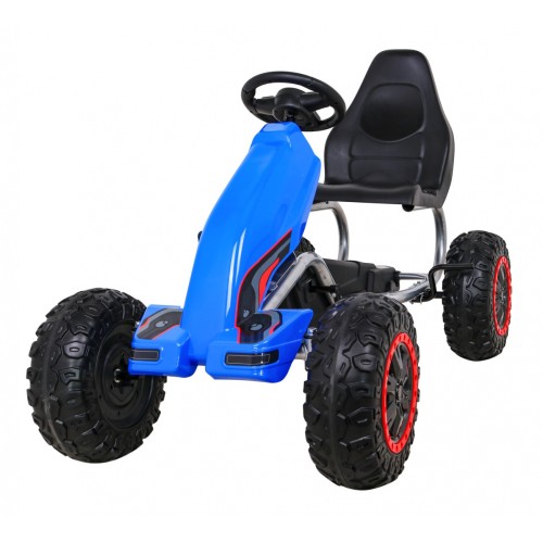 Duzy Gokart Strong s pedály pro děti modrá + Zátěž 100 kg + Kola EVA + Ruční brzda + Sportovní sedadlo