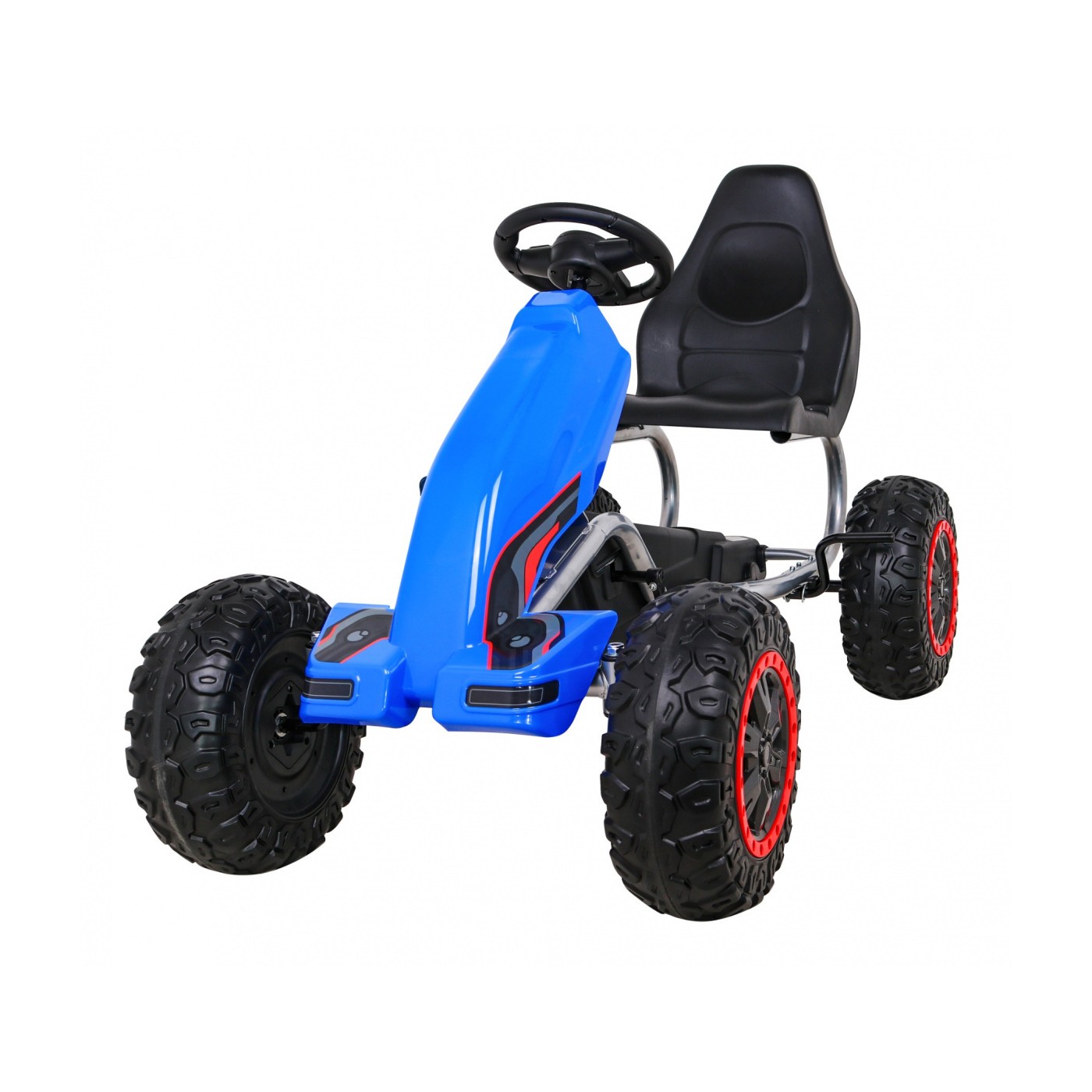 Duzy Gokart Strong s pedály pro děti modrá + Zátěž 100 kg + Kola EVA + Ruční brzda + Sportovní sedadlo