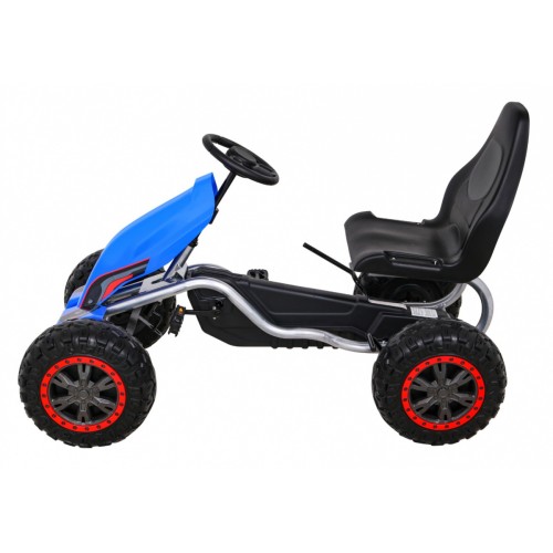 Duzy Gokart Strong s pedály pro děti modrá + Zátěž 100 kg + Kola EVA + Ruční brzda + Sportovní sedadlo