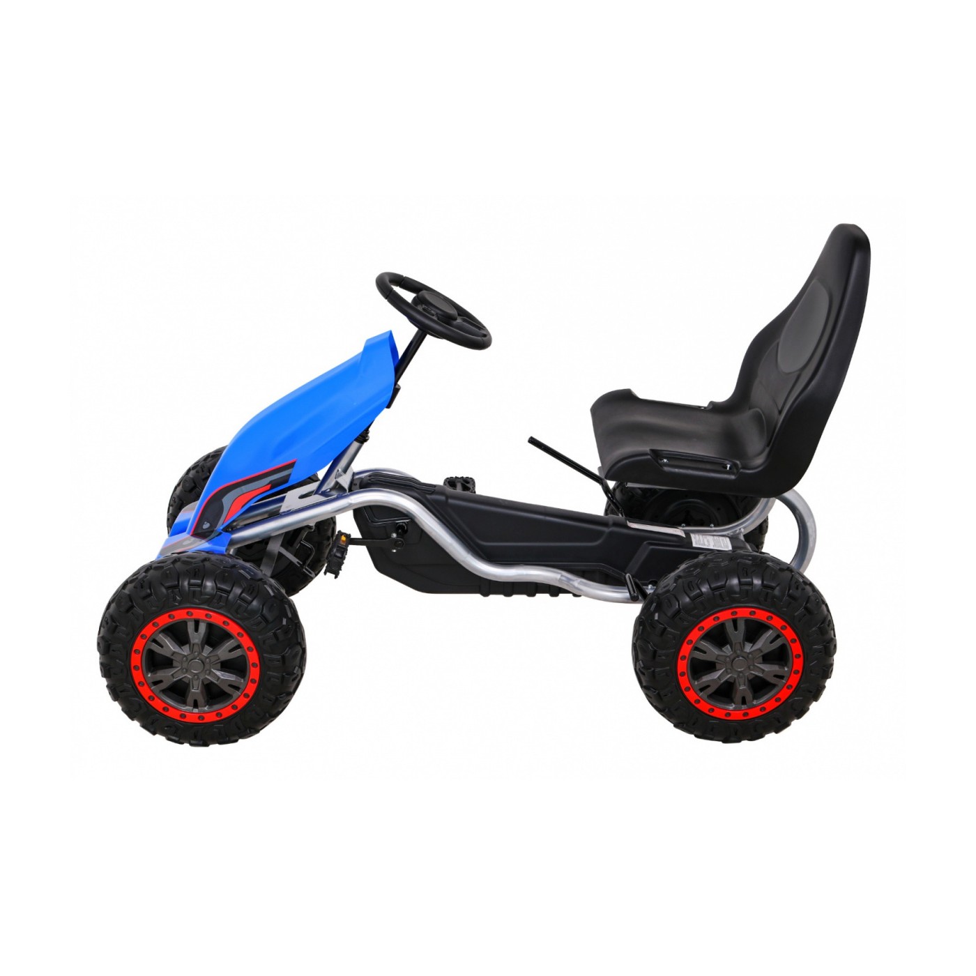 Duzy Gokart Strong s pedály pro děti modrá + Zátěž 100 kg + Kola EVA + Ruční brzda + Sportovní sedadlo