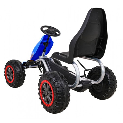 Duzy Gokart Strong s pedály pro děti modrá + Zátěž 100 kg + Kola EVA + Ruční brzda + Sportovní sedadlo