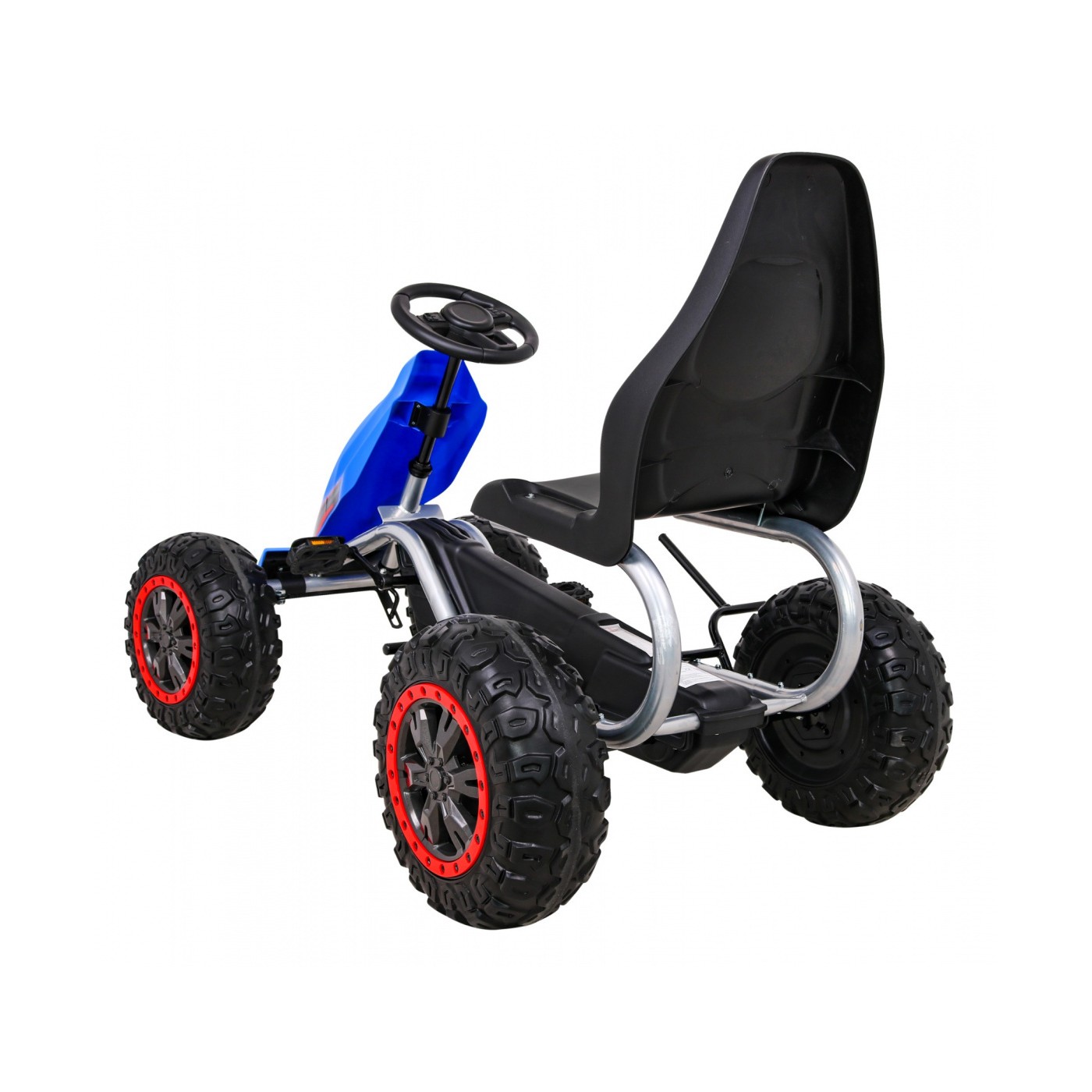 Duzy Gokart Strong s pedály pro děti modrá + Zátěž 100 kg + Kola EVA + Ruční brzda + Sportovní sedadlo