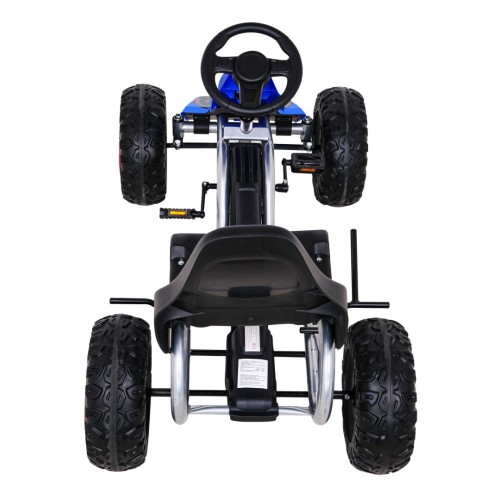 Duzy Gokart Strong s pedály pro děti modrá + Zátěž 100 kg + Kola EVA + Ruční brzda + Sportovní sedadlo