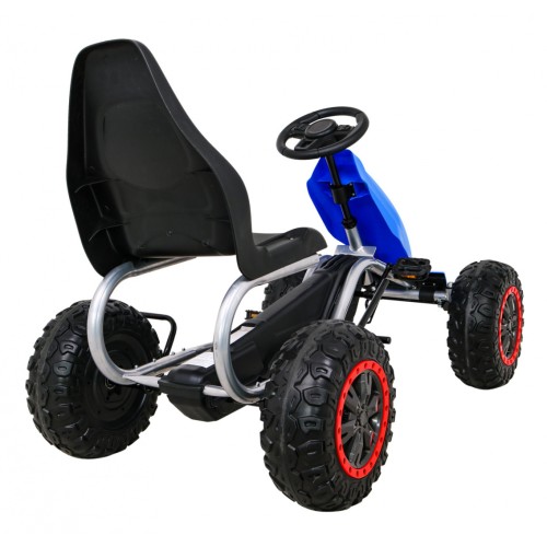 Duzy Gokart Strong s pedály pro děti modrá + Zátěž 100 kg + Kola EVA + Ruční brzda + Sportovní sedadlo