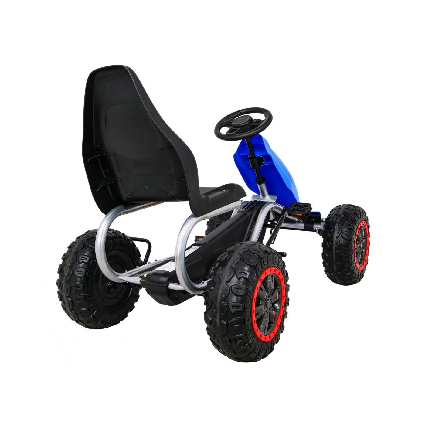 Duzy Gokart Strong s pedály pro děti modrá + Zátěž 100 kg + Kola EVA + Ruční brzda + Sportovní sedadlo