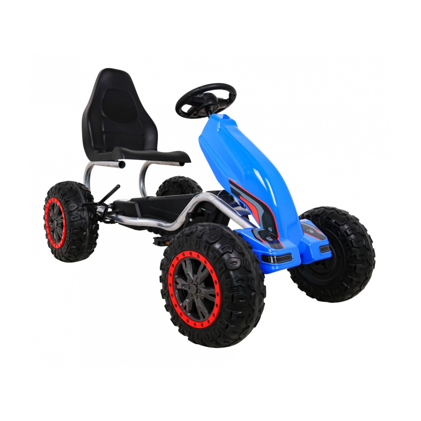 Duzy Gokart Strong s pedály pro děti modrá + Zátěž 100 kg + Kola EVA + Ruční brzda + Sportovní sedadlo
