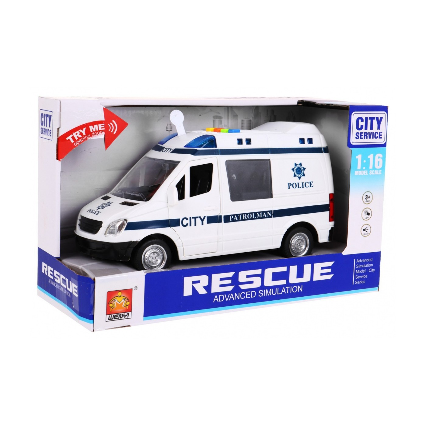Velké policejní auto 1 16 Světla zvuky