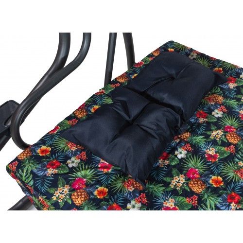 copy of Rodinná zahradní houpačkase štítem Zelený vzor Textil 2x1 Nastavitelná sedací matrace 2 tácky na pití