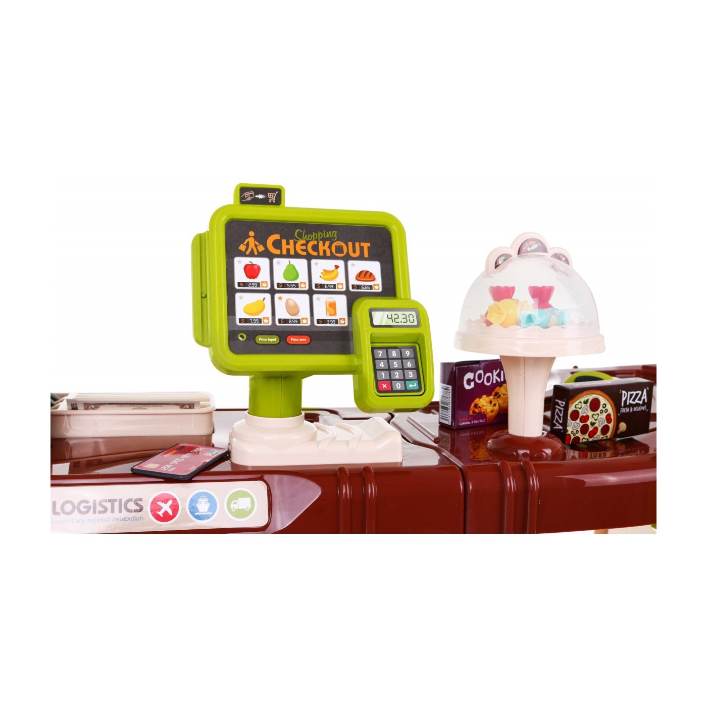 Velký supermarket pro děti 3+ Interaktivní set 65 el. + Pokladna + Skener + Vozík + Příslušenství