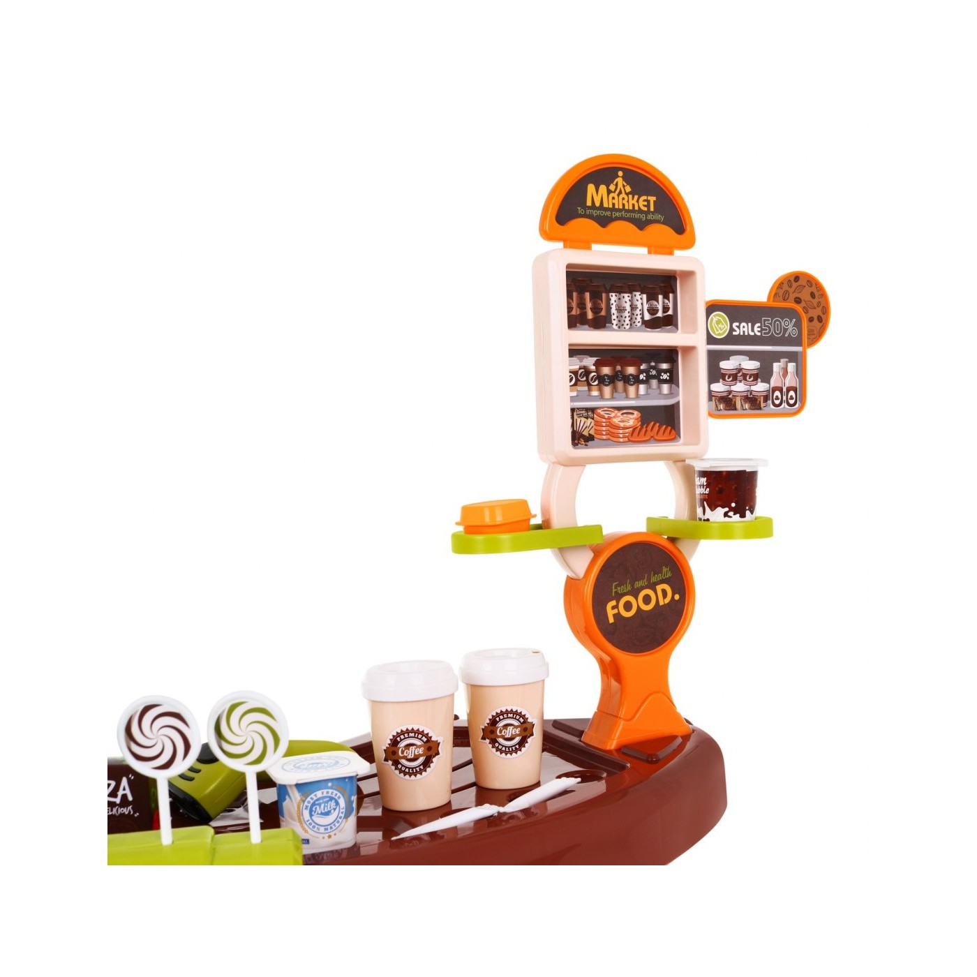 Velký supermarket pro děti 3+ Interaktivní set 65 el. + Pokladna + Skener + Vozík + Příslušenství