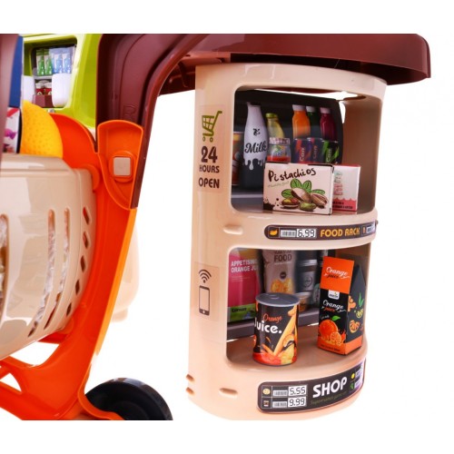 Velký supermarket pro děti 3+ Interaktivní set 65 el. + Pokladna + Skener + Vozík + Příslušenství