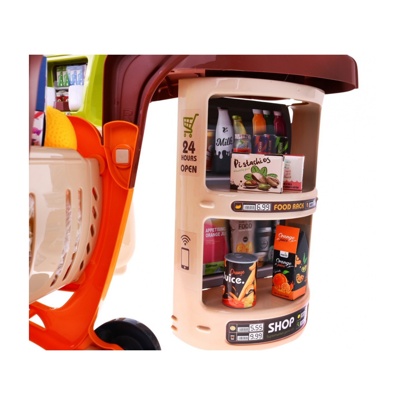 Velký supermarket pro děti 3+ Interaktivní set 65 el. + Pokladna + Skener + Vozík + Příslušenství