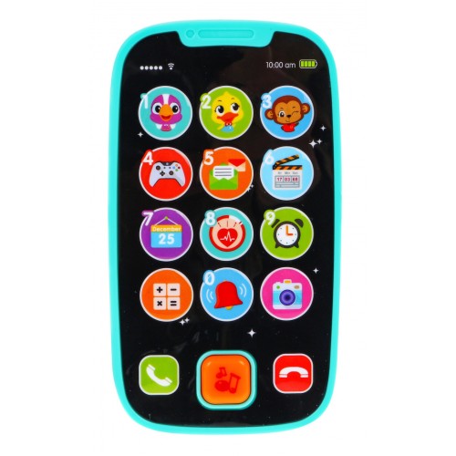 Interaktivní smartphone pro děti 12m+ modrý Zvuky světla 15 tlačítek