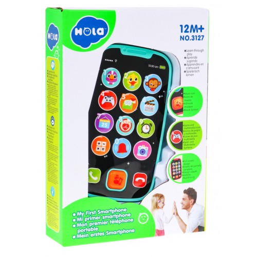 Interaktivní smartphone pro děti 12m+ modrý Zvuky světla 15 tlačítek