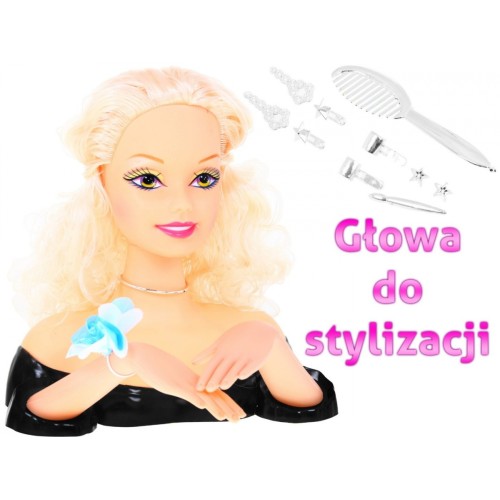 Blonďatá dětská vlasová stylingová panenka 3+ česací sada + doplňky k ozdobám