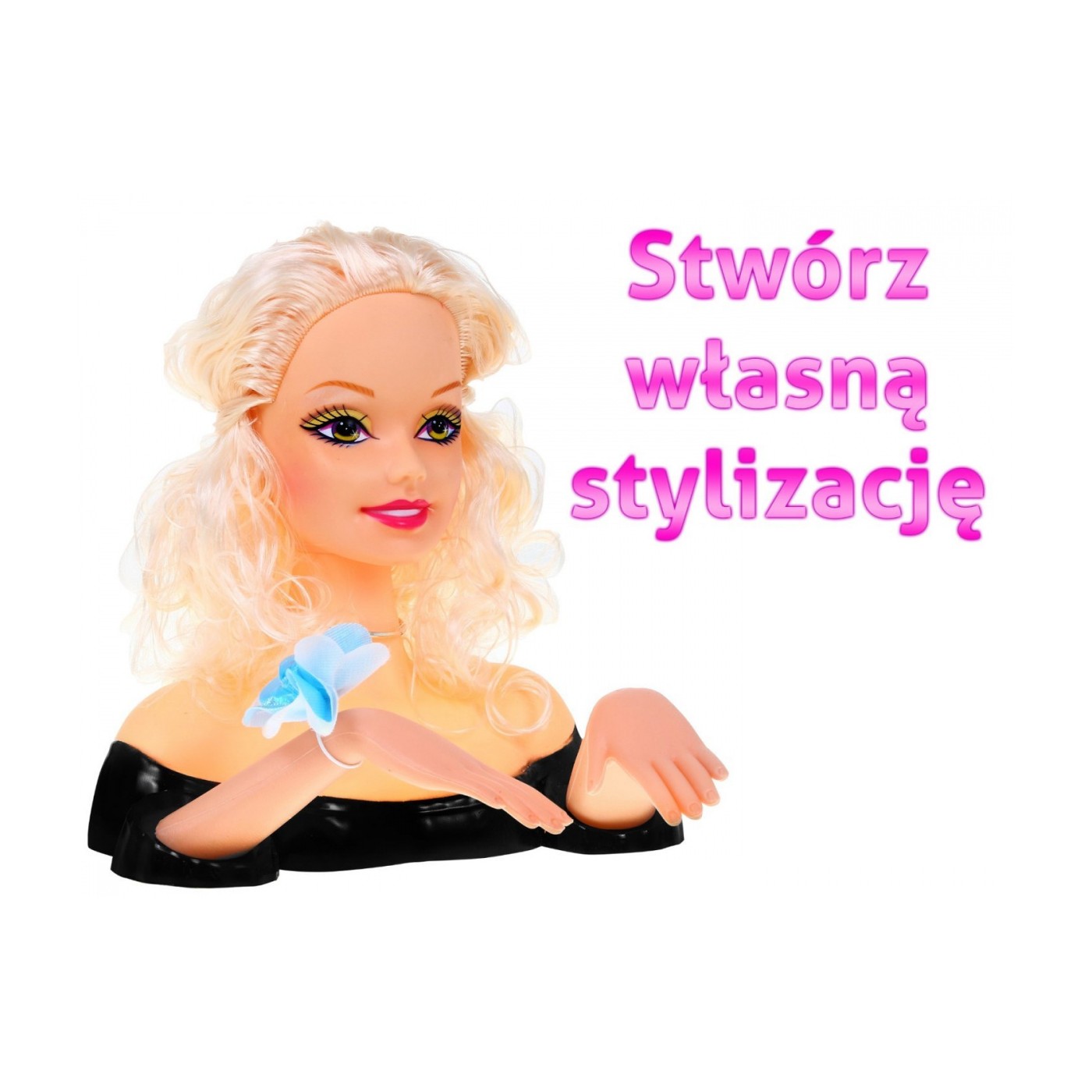 Blonďatá dětská vlasová stylingová panenka 3+ česací sada + doplňky k ozdobám