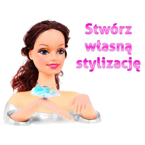 Panenka brunetka na česání vlasů pro děti 3+ Sada na česání + Ozdoby doplňky