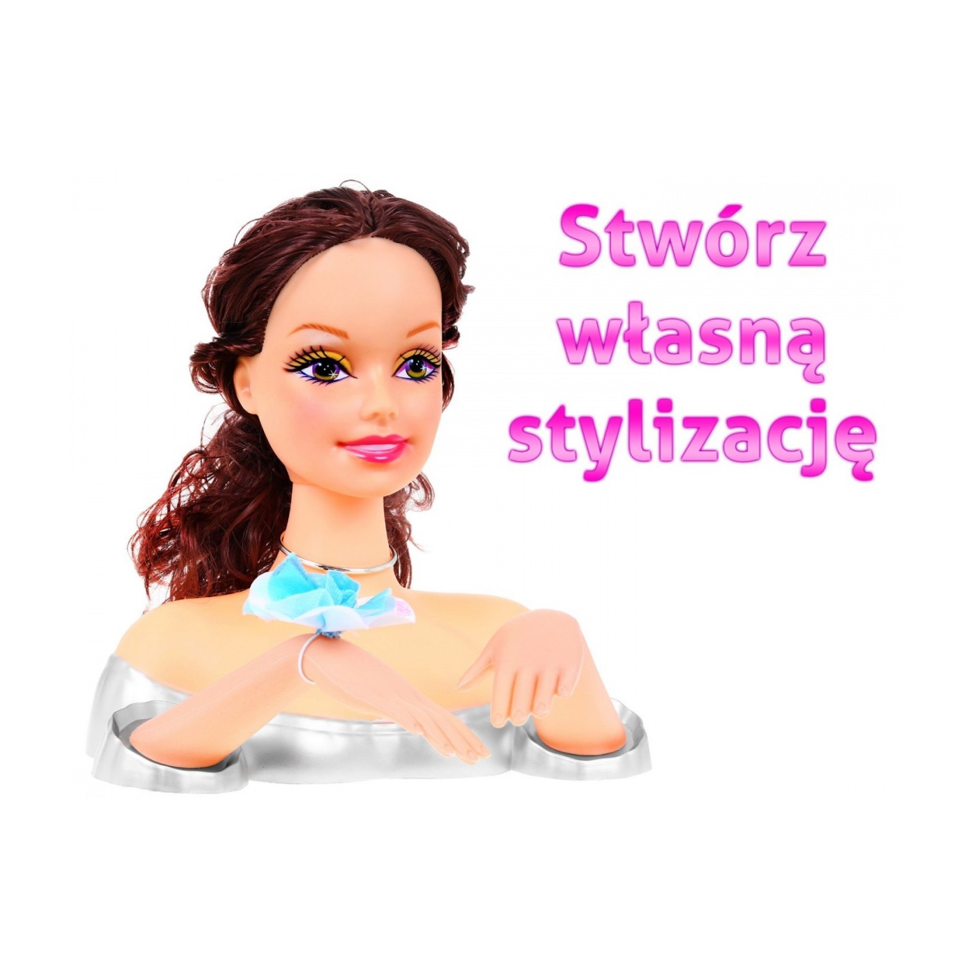 Panenka brunetka na česání vlasů pro děti 3+ Sada na česání + Ozdoby doplňky