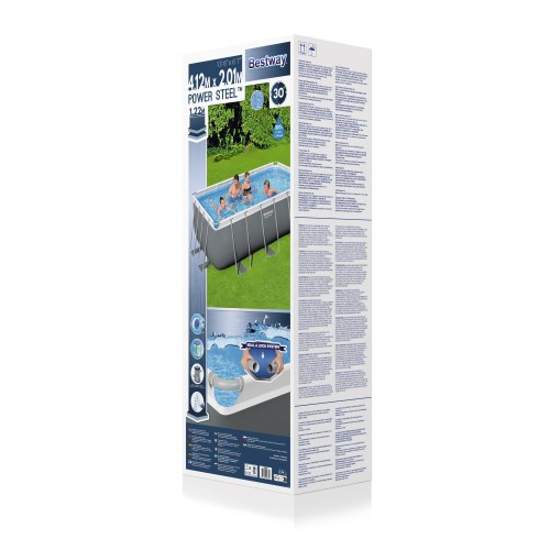 rámový bazén Power Steel 412x201x122 Šedá 13x6FT BESTWAY 6v1 + Příslušenství