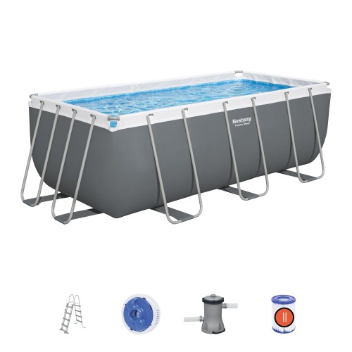 rámový bazén Power Steel 412x201x122 Šedá 13x6FT BESTWAY 6v1 + Příslušenství