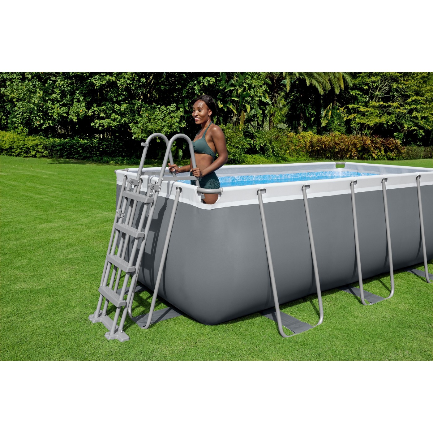 rámový bazén Power Steel 412x201x122 Šedá 13x6FT BESTWAY 6v1 + Příslušenství