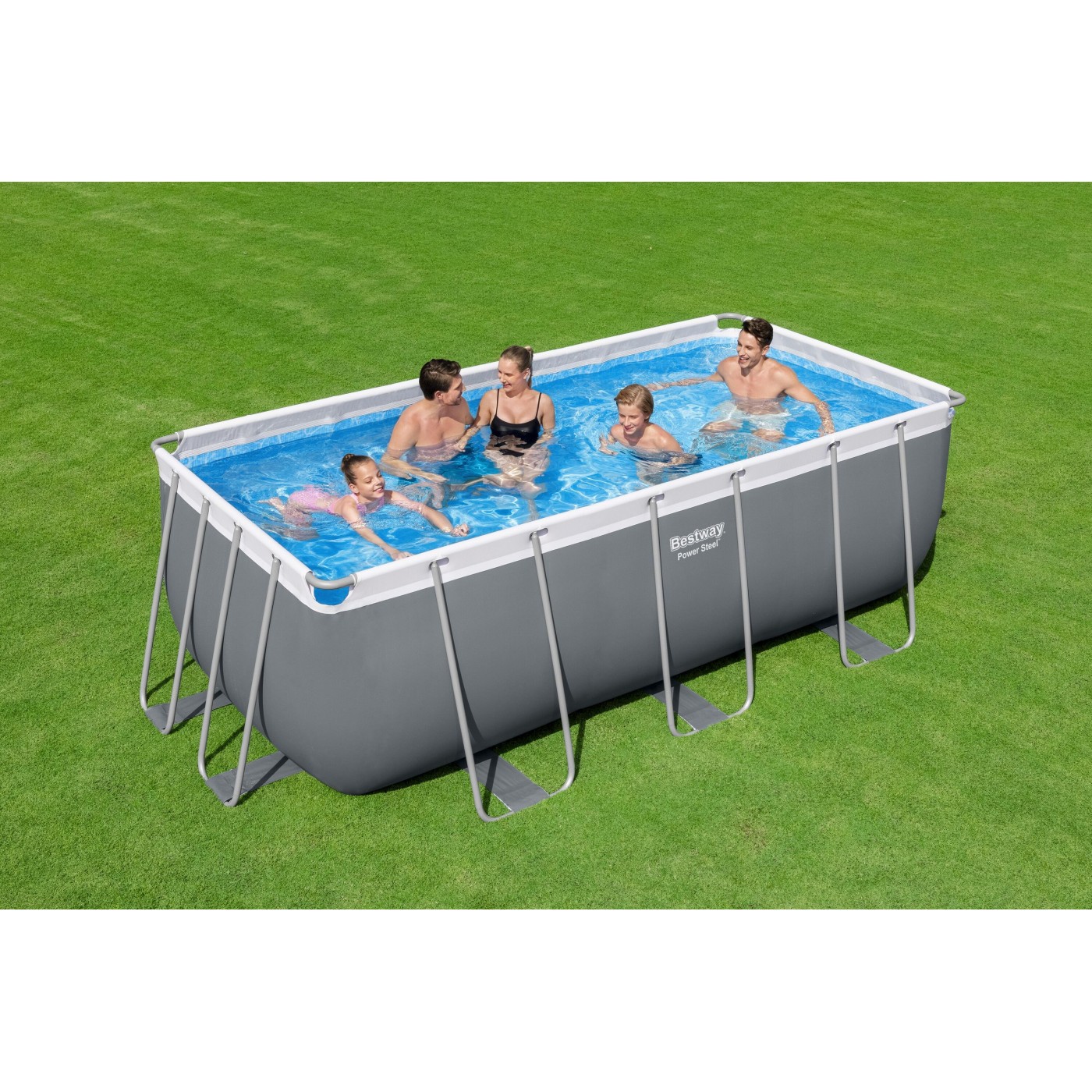 rámový bazén Power Steel 412x201x122 Šedá 13x6FT BESTWAY 6v1 + Příslušenství