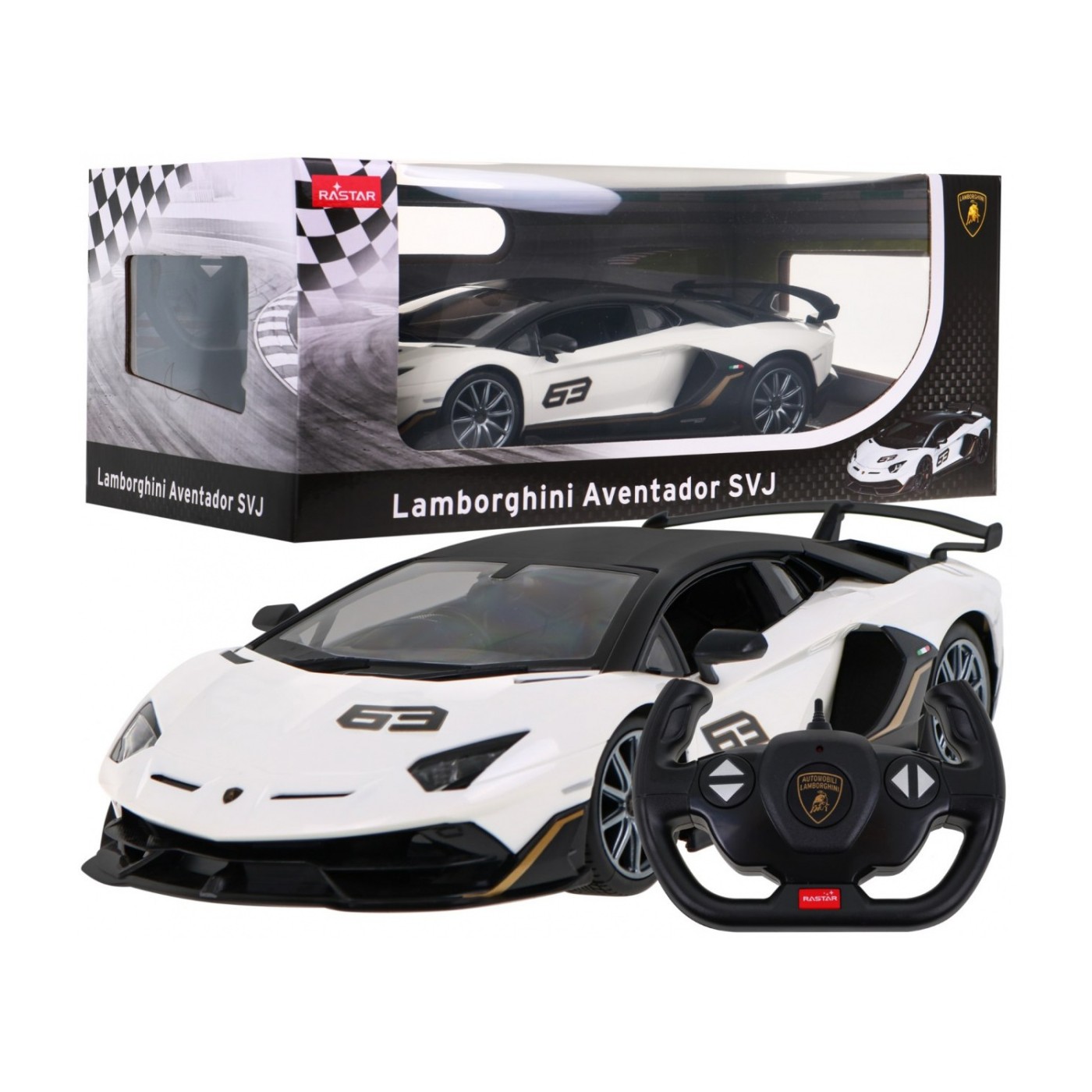 Lamborghini Aventador SVJ RASTAR model 1:14 Dálkové ovládání auta + 2,4 GHz dálkové ovládání