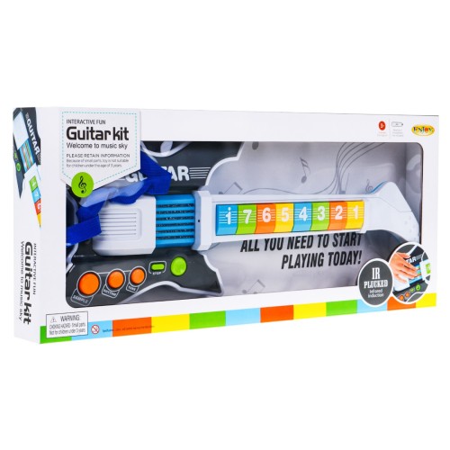 Barevná elektrická kytara pro děti 3+ hudební nástroj + zvuky světla