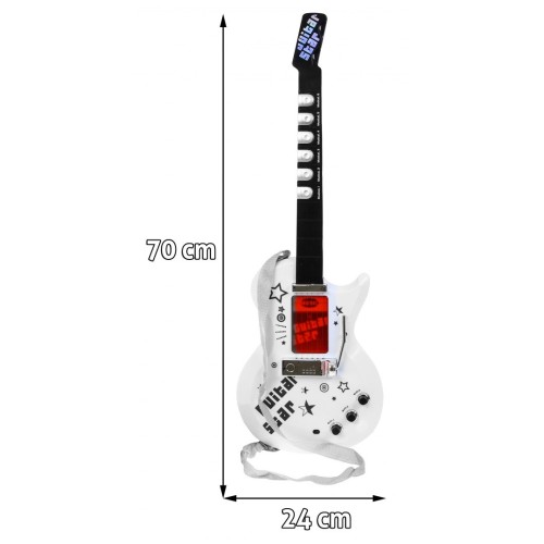Elektrická kytara + Mikrofon pro děti 6+ Hudební nástroj Zvuky+ Světla