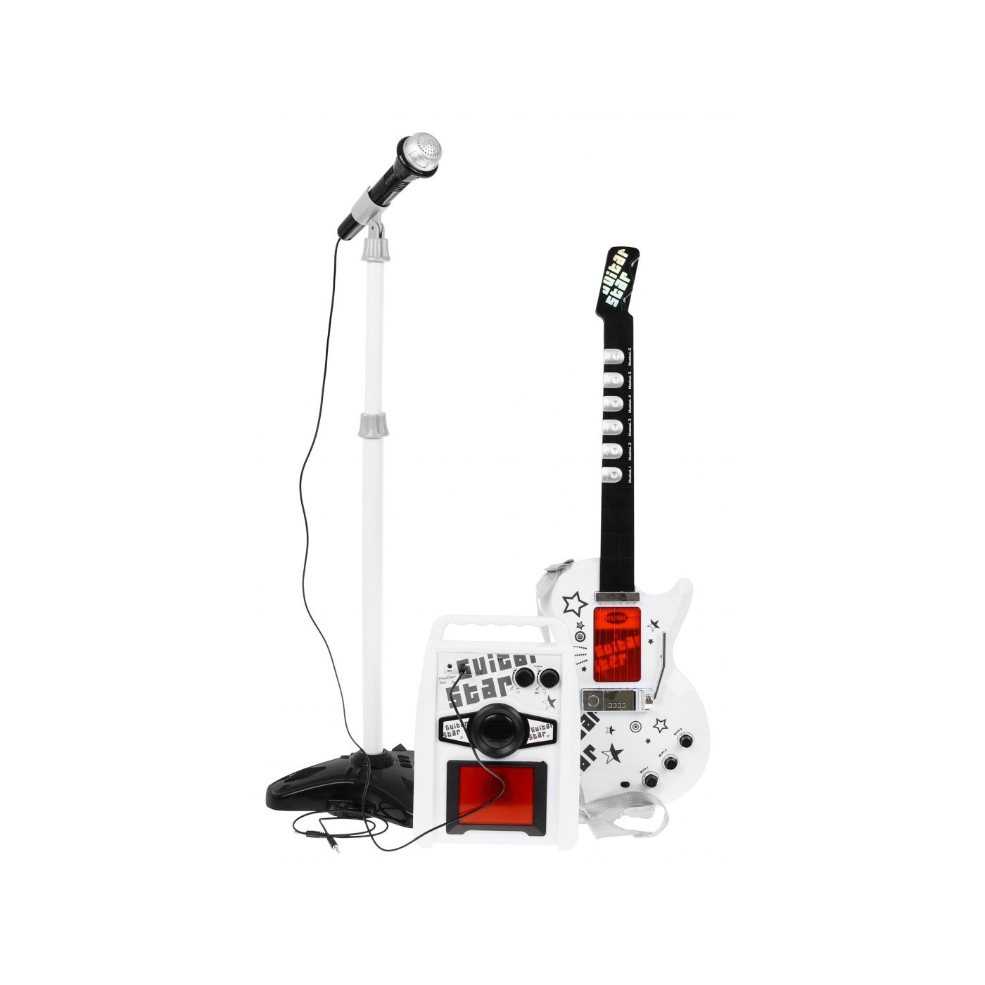 Dětská hudební sada 6+ elektrická kytara + zesilovač + mikrofon