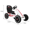 Gokart ABARTH na pedály pro děti bílá + Kola EVA + Ruční brza + Volný běh