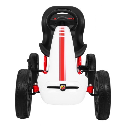 Gokart ABARTH na pedály pro děti bílá + Kola EVA + Ruční brza + Volný běh